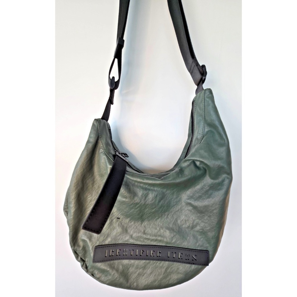 Moss Green Slouchy Sling Half Moon Shape Crossbody Purse Vegan Leather Unisex